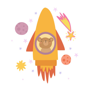 Big Galaxy Rocket Orange – Wall Decal (Home Decor Decals) — removable wall decal by Tiny Tale Prints