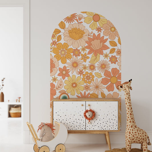 arch orange floral flower (Arch Wall Decal) — removable wall decal by Tiny Tale Prints