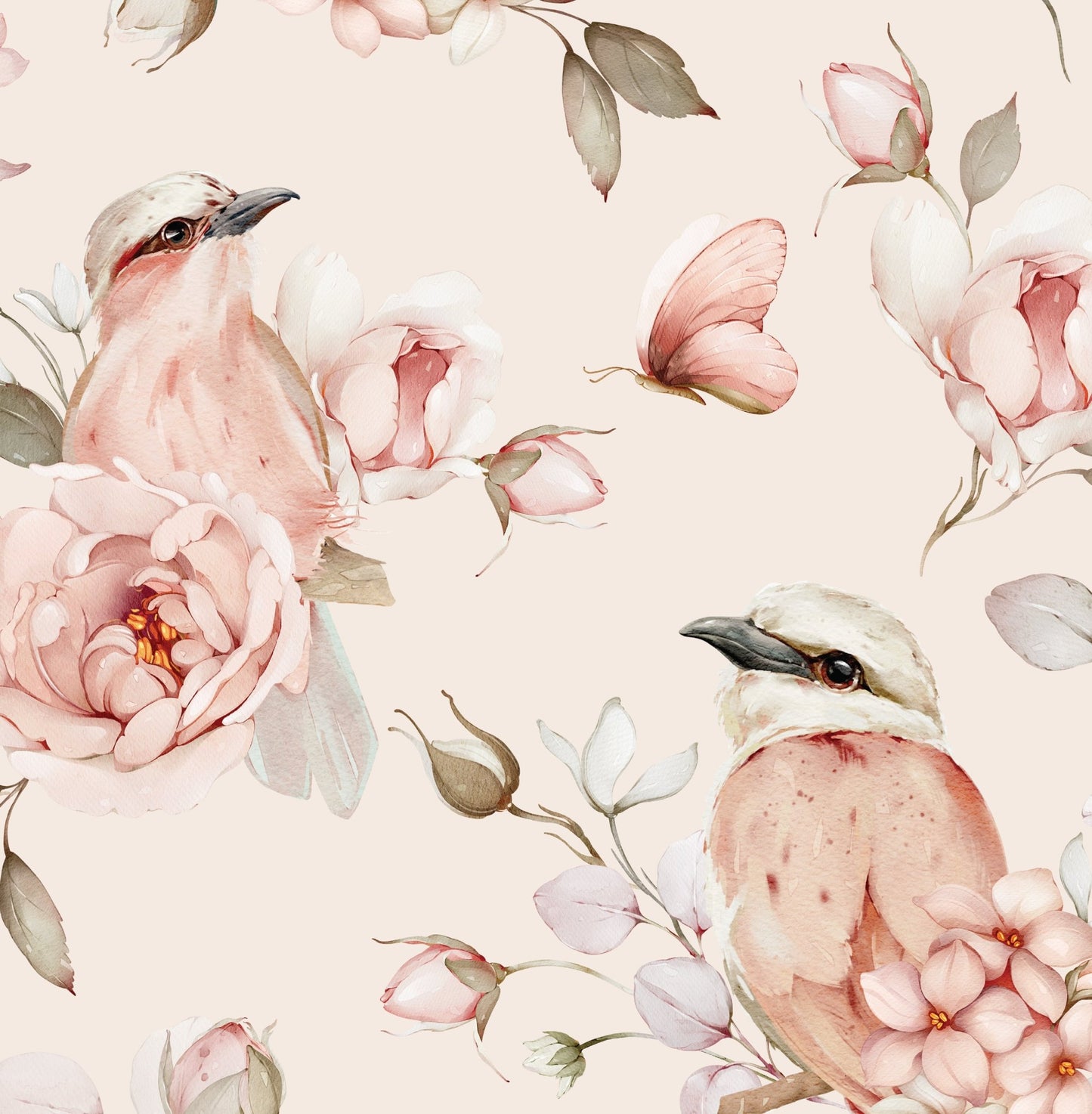 Arch Pink Floral Bird — Arch Wall Decal (Arch Wall Decal) — removable wall decal by Tiny Tale Prints