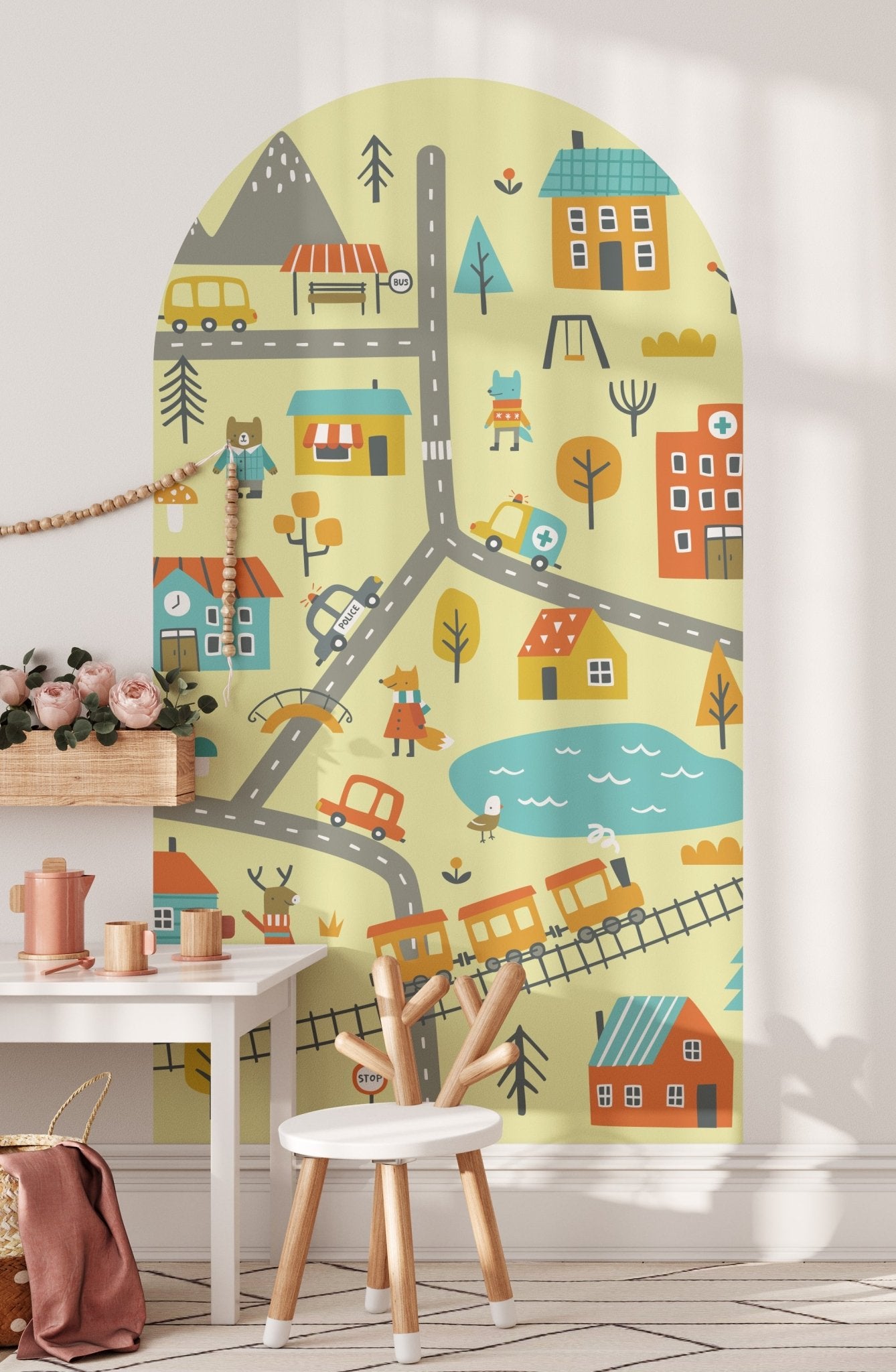 Arch Vehicle Roads Map – Wall Decal (Home Decor Decals) — removable wall decal by Tiny Tale Prints