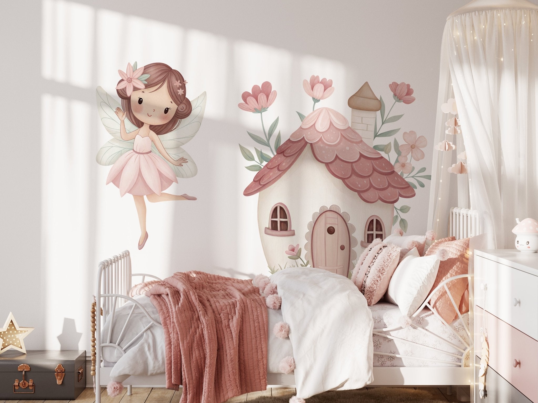 Big Fairy Butterfly House – Wall Decal (Home Decor Decals) — removable wall decal by Tiny Tale Prints