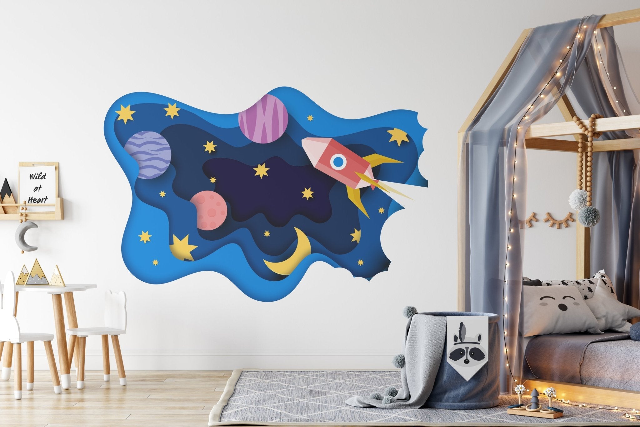 Big Galaxy Rocket Planets – Wall Decal (Home Decor Decals) — removable wall decal by Tiny Tale Prints