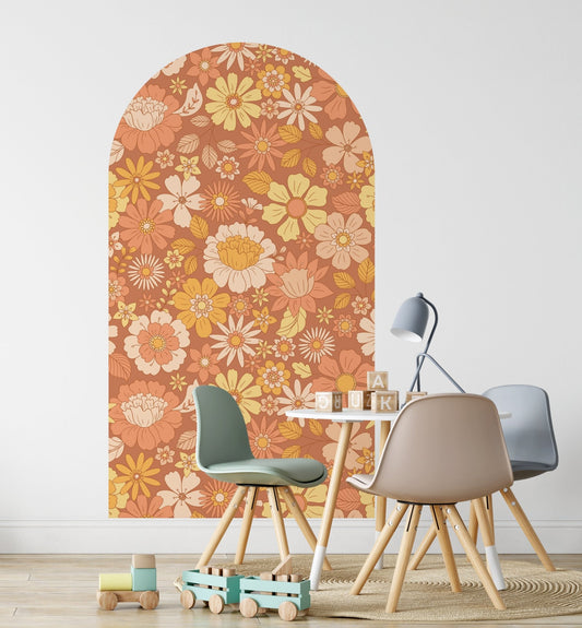 Burnt Sugar Blossoms — Arch Wall Decal (Arch Wall Decal) — removable wall decal by Tiny Tale Prints