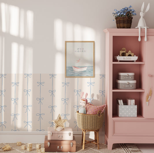 Halfwall Ribbon Blue – Wall Decal (Home Decor Decals) — removable wall decal by Tiny Tale Prints