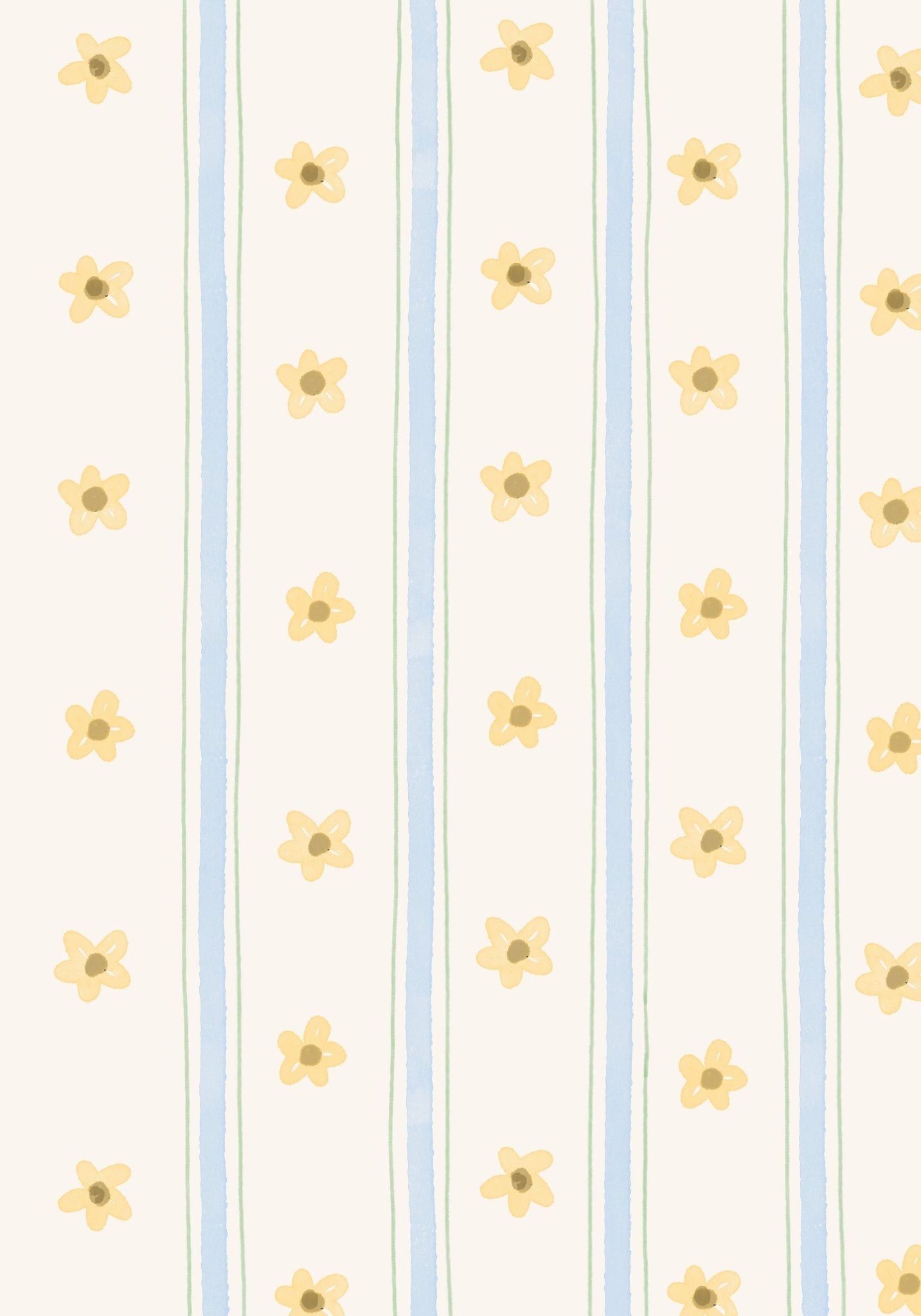 Halfwall Stripe Flower – Wall Decal (Home Decor Decals) — removable wall decal by Tiny Tale Prints