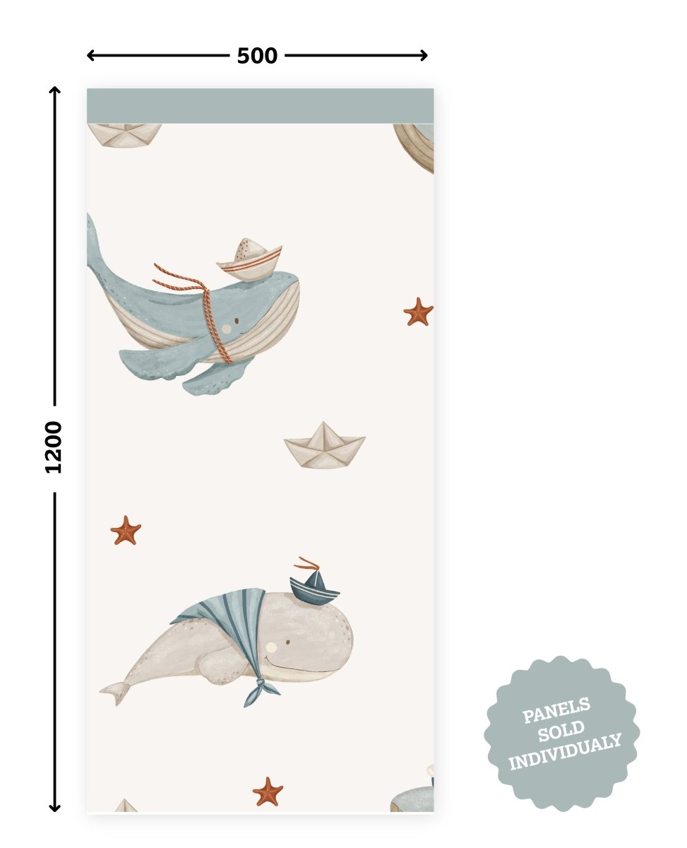 Little Mariner Whale — Half Wall Decal (Half - Wall Decal) — removable wall decal by Tiny Tale Prints