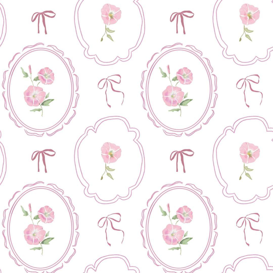 Rosy Ribbon Meadow — Half - Wall Decal (Home Decor Decals) — removable wall decal by Tiny Tale Prints.