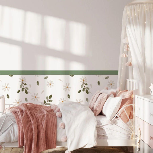Sage & Ivory Leaf Meadow — Half - Wall Decal (Home Decor Decals) — removable wall decal by Tiny Tale Prints.