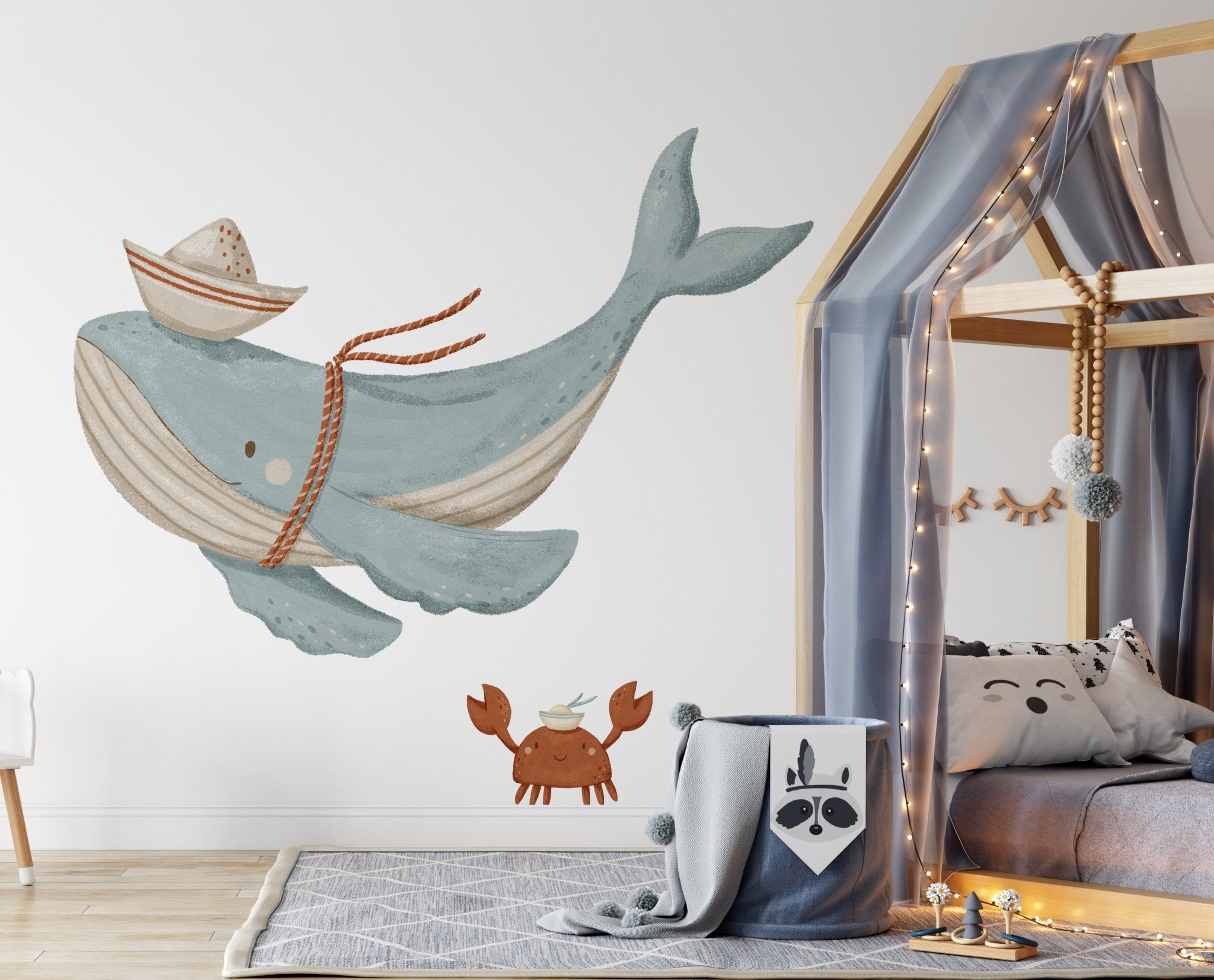 Sea Dream Blue Whale — Wall Decal (Home Decor Decals) — removable wall decal by Tiny Tale Prints