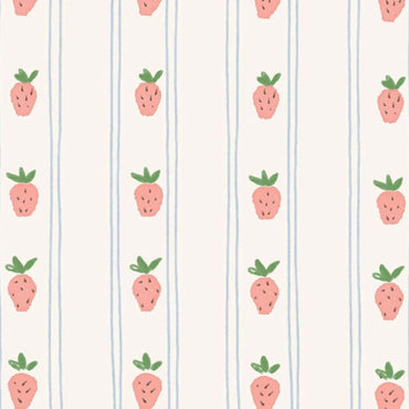 Strawberry Picnic Stripe — Half Wall Decal (Home Decor Decals) — removable wall decal by Tiny Tale Prints.
