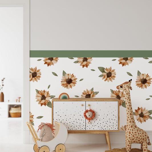 Sunny Daisy Meadow — Half - Wall Decal (Half - Wall Decal) — removable wall decal by Tiny Tale Prints