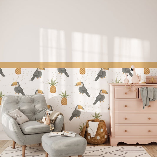 Toucan & Pineapple Party — Half - Wall Decal (Half - Wall Decal) — removable wall decal by Tiny Tale Prints