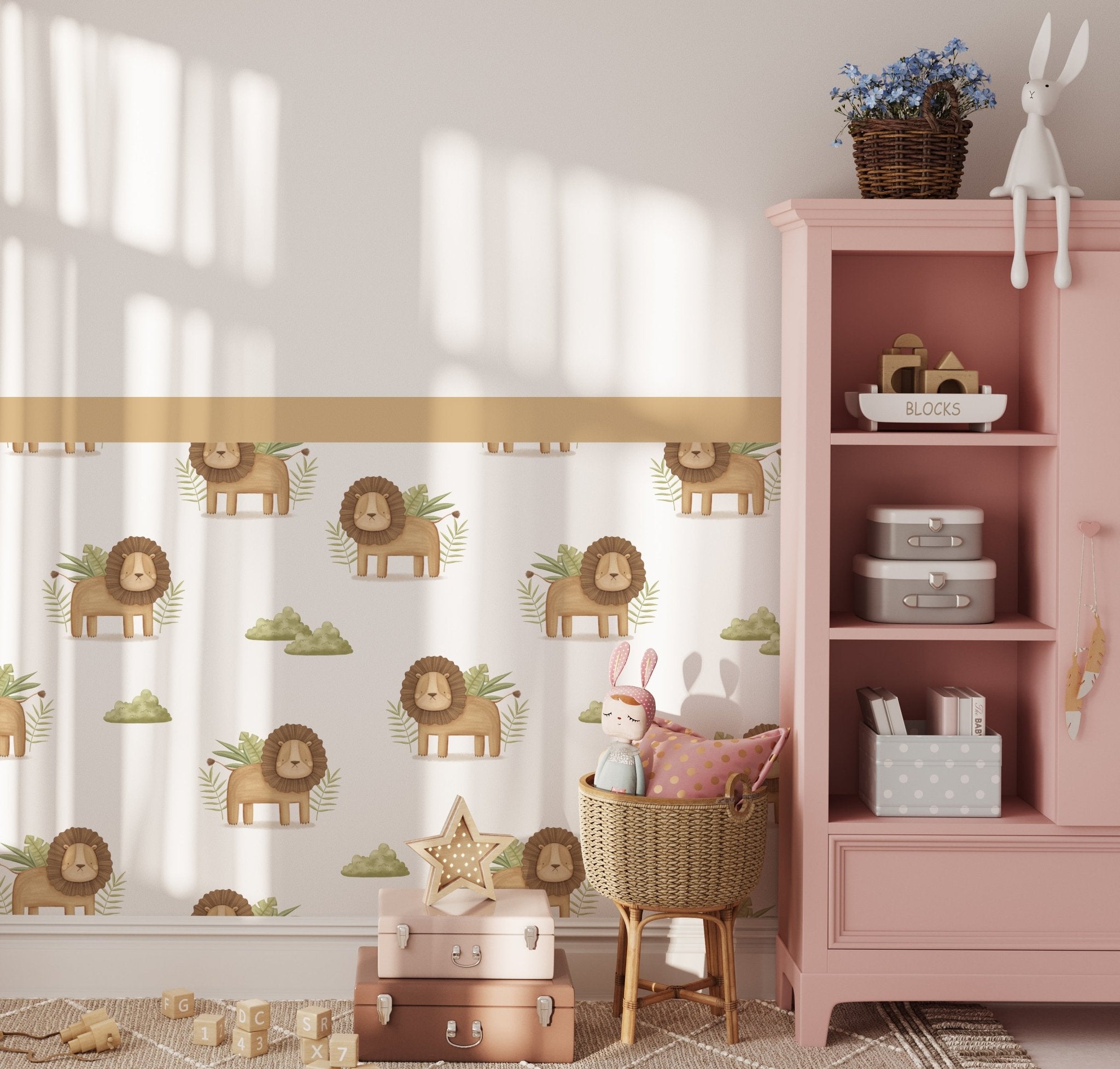 Wild & Warm Lion — Half Wall Decal (Half - Wall Decal) — removable wall decal by Tiny Tale Prints