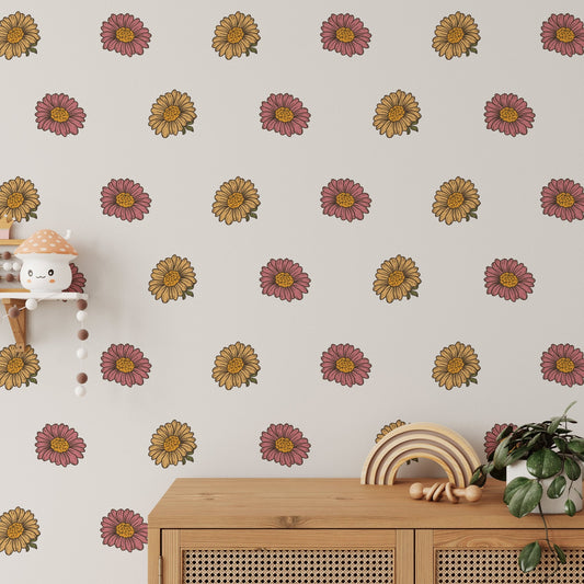 Yellow Retro Daisy — Wall Decal (Home Decor Decals) — removable wall decal by Tiny Tale Prints