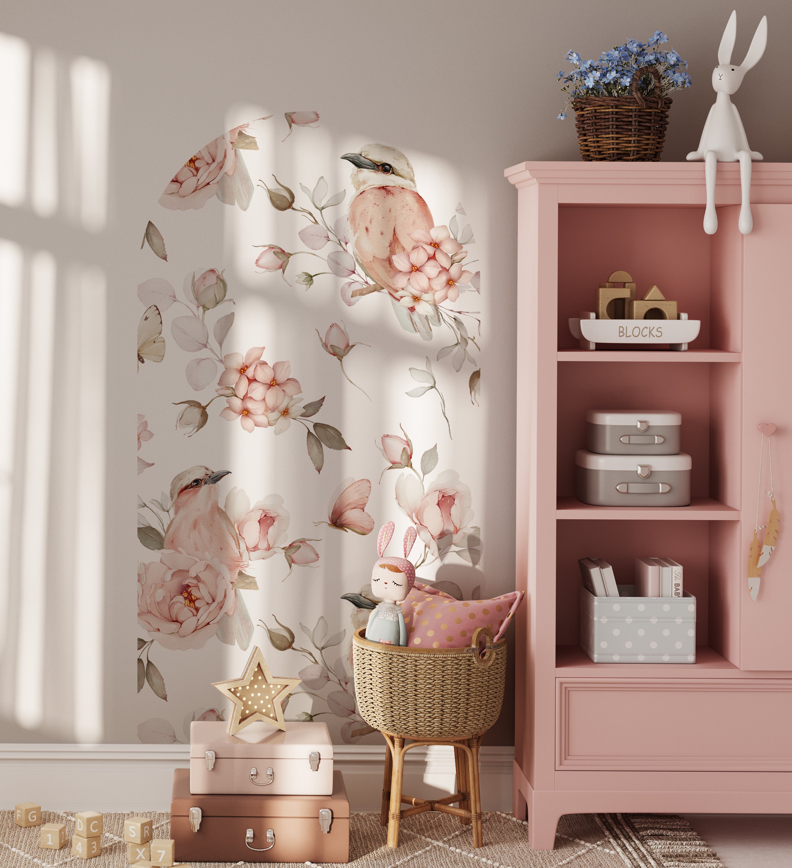 Rosy Nest & Petals — Arch Wall Decal