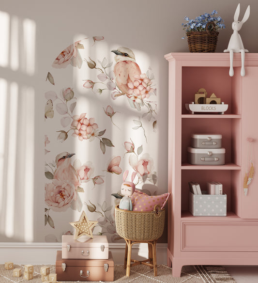 Rosy Nest & Petals — Arch Wall Decal