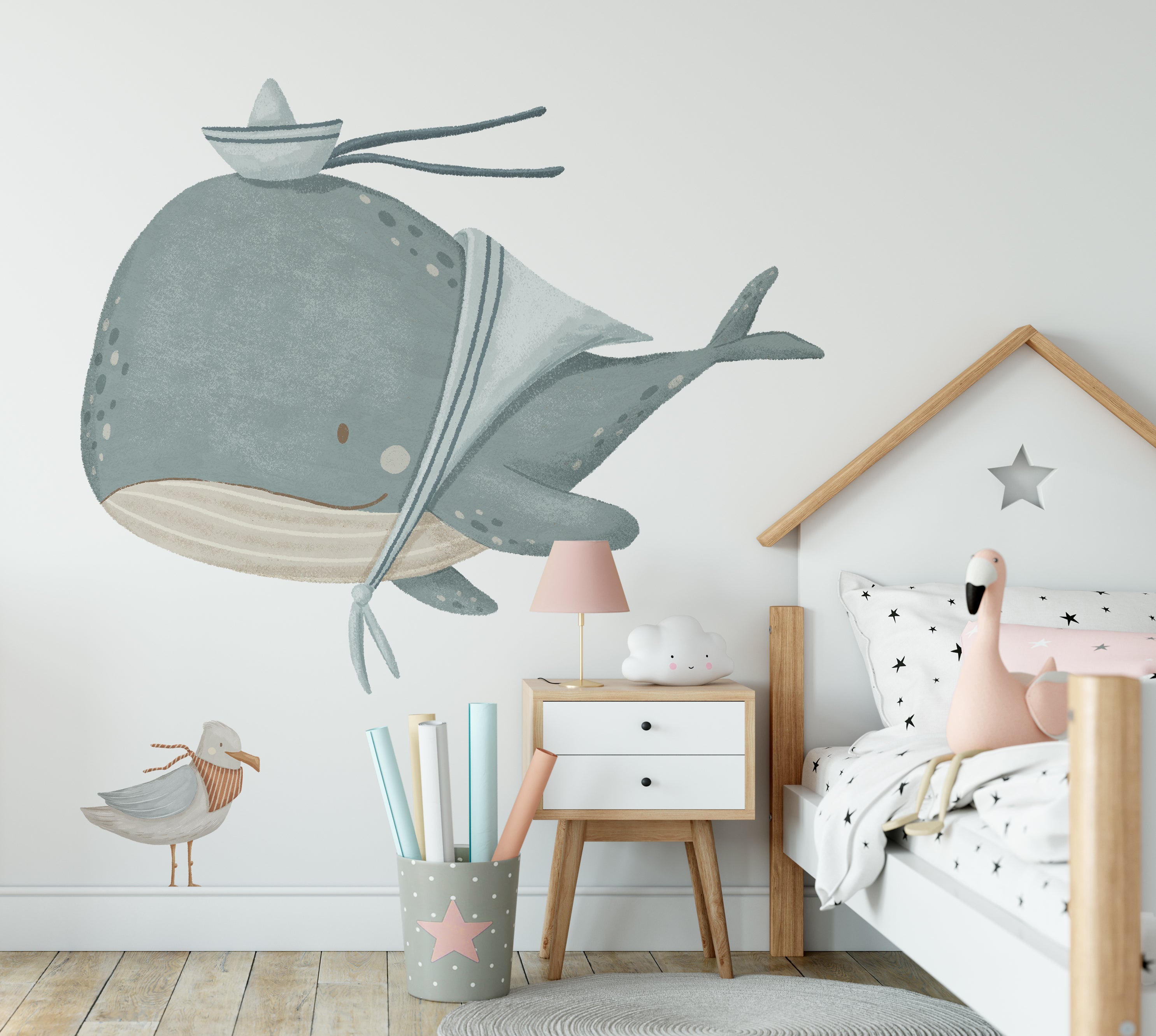 Ocean Buddy Whale & Bird — Wall Decal