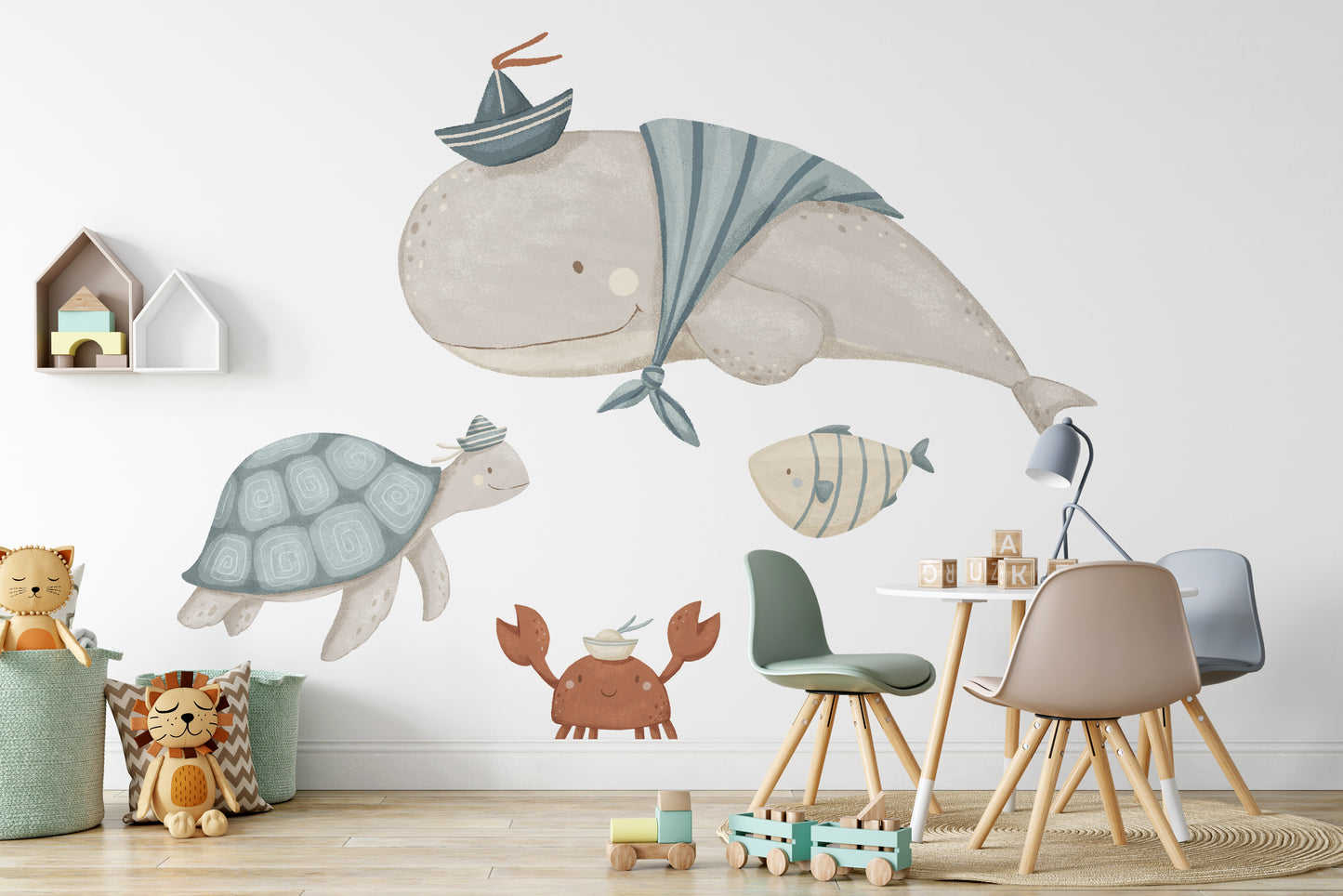 Whale & Turtle Ocean Friends — Wall Decal