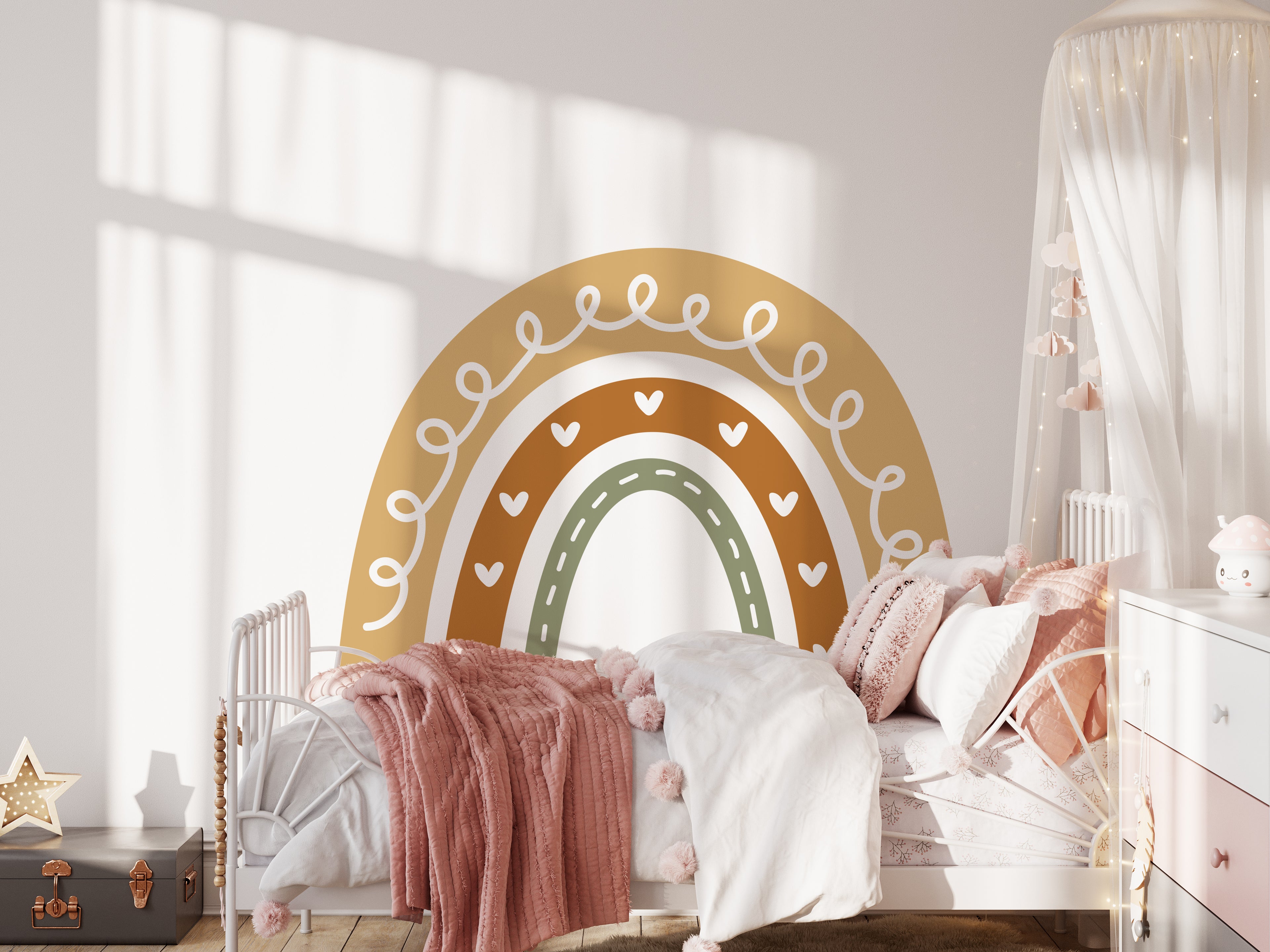 Boho Heartline Rainbow — Wall Decal