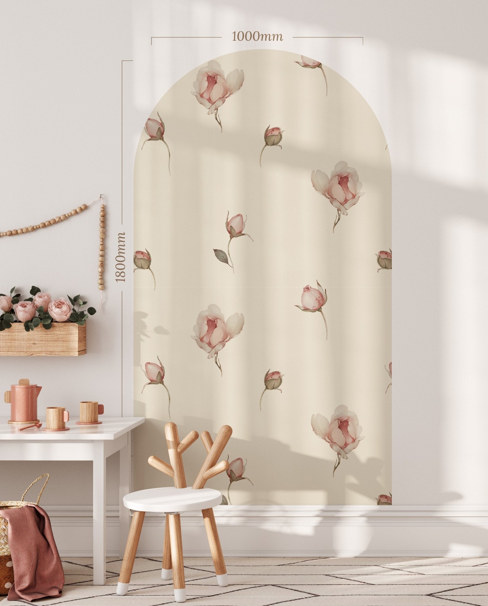 Arch beige floral flower — Arch Wall Decal (Arch Wall Decal) — removable wall decal by Tiny Tale Prints