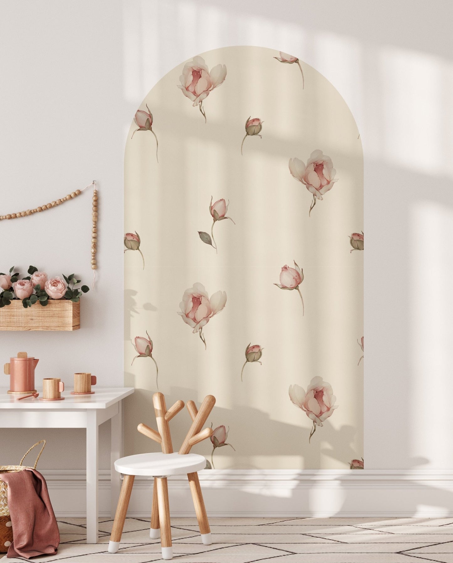 Arch beige floral flower — Arch Wall Decal (Arch Wall Decal) — removable wall decal by Tiny Tale Prints