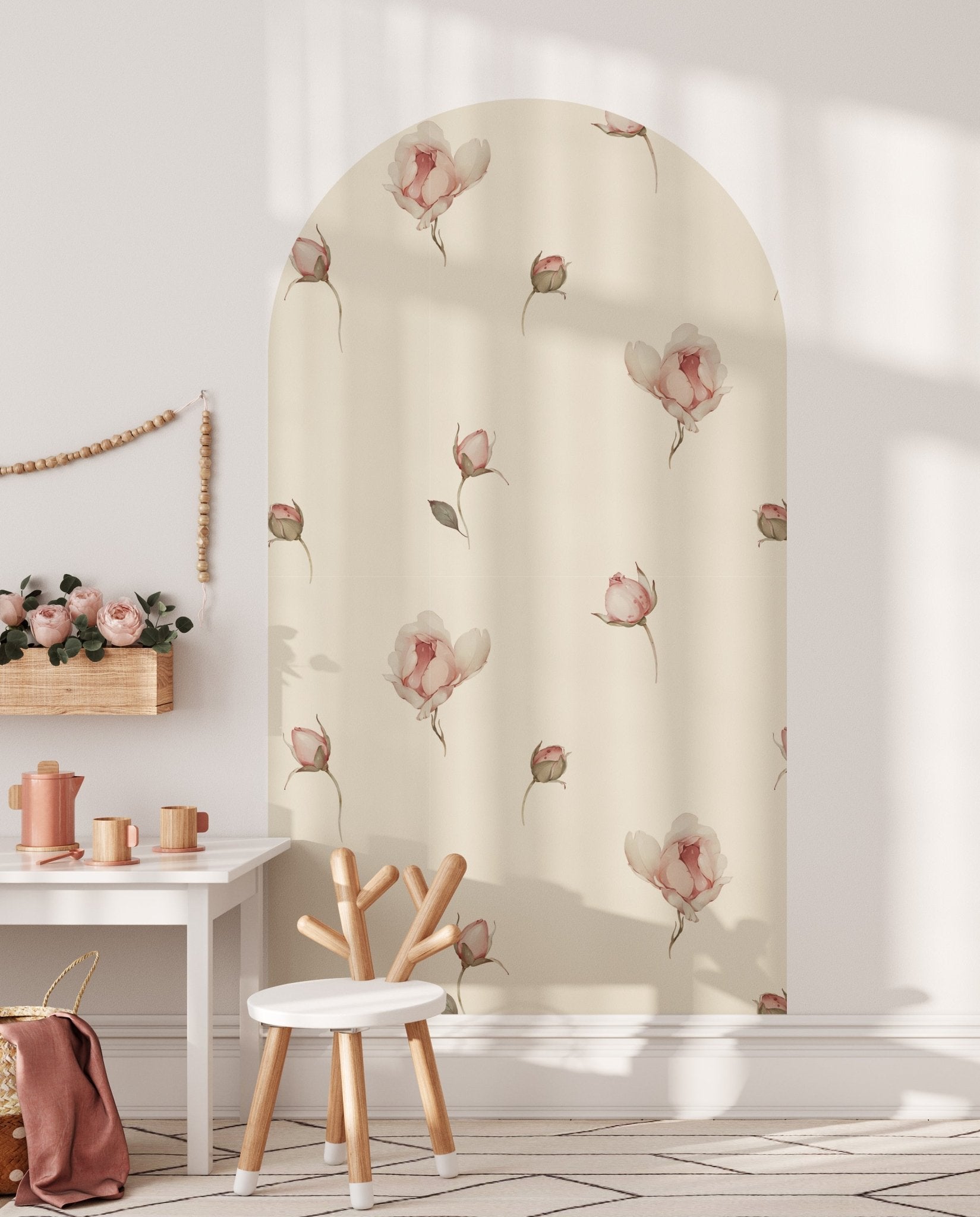 Arch beige floral flower — Arch Wall Decal (Arch Wall Decal) — removable wall decal by Tiny Tale Prints