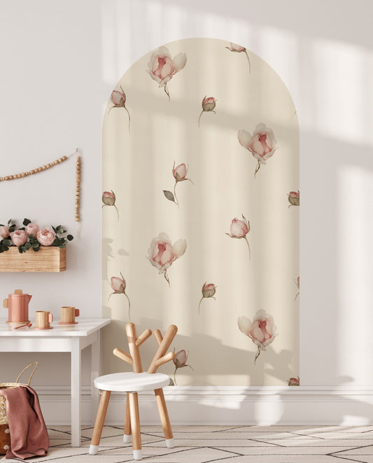 Arch beige floral flower — Arch Wall Decal (Arch Wall Decal) — removable wall decal by Tiny Tale Prints