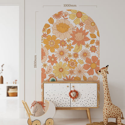 arch orange floral flower (Arch Wall Decal) — removable wall decal by Tiny Tale Prints