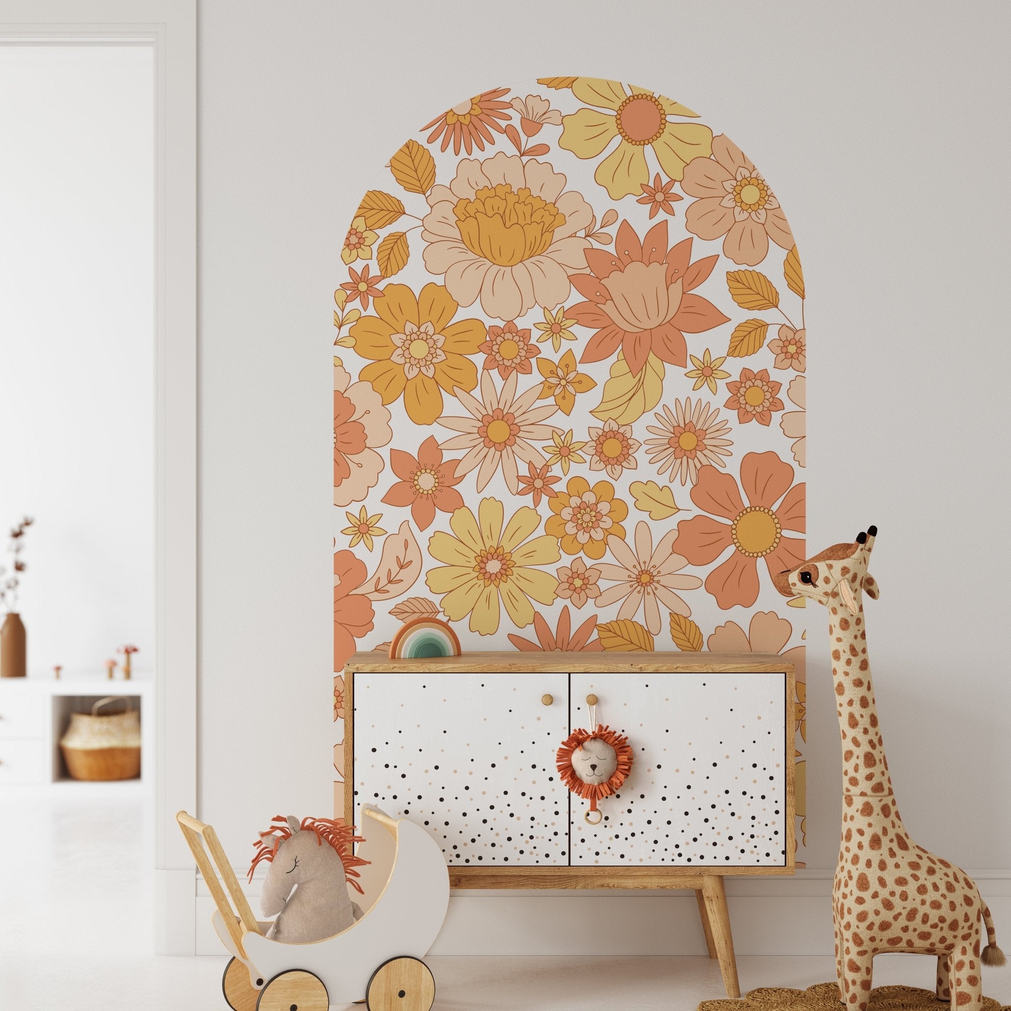 arch orange floral flower (Arch Wall Decal) — removable wall decal by Tiny Tale Prints