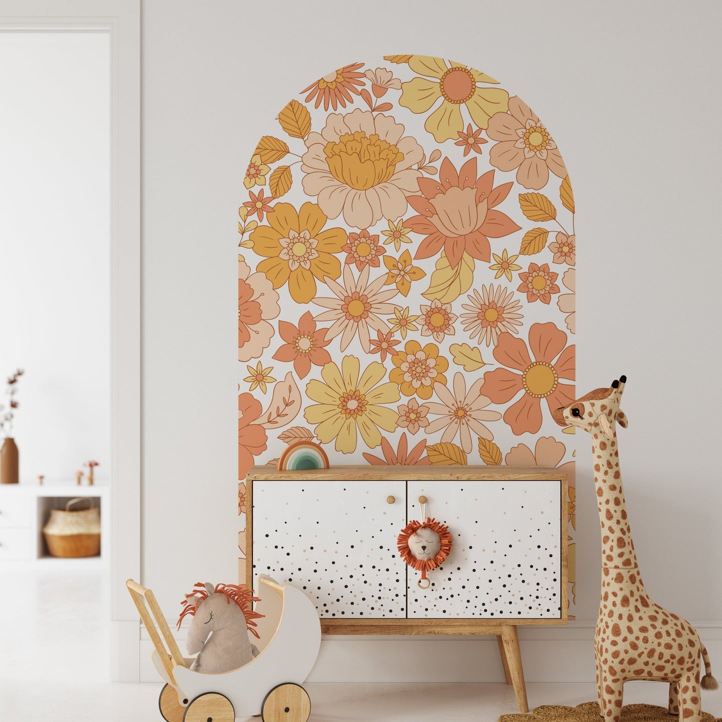 arch orange floral flower (Arch Wall Decal) — removable wall decal by Tiny Tale Prints