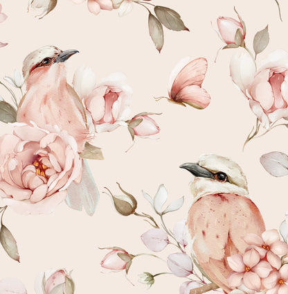 Arch Pink Floral Bird — Arch Wall Decal (Arch Wall Decal) — removable wall decal by Tiny Tale Prints