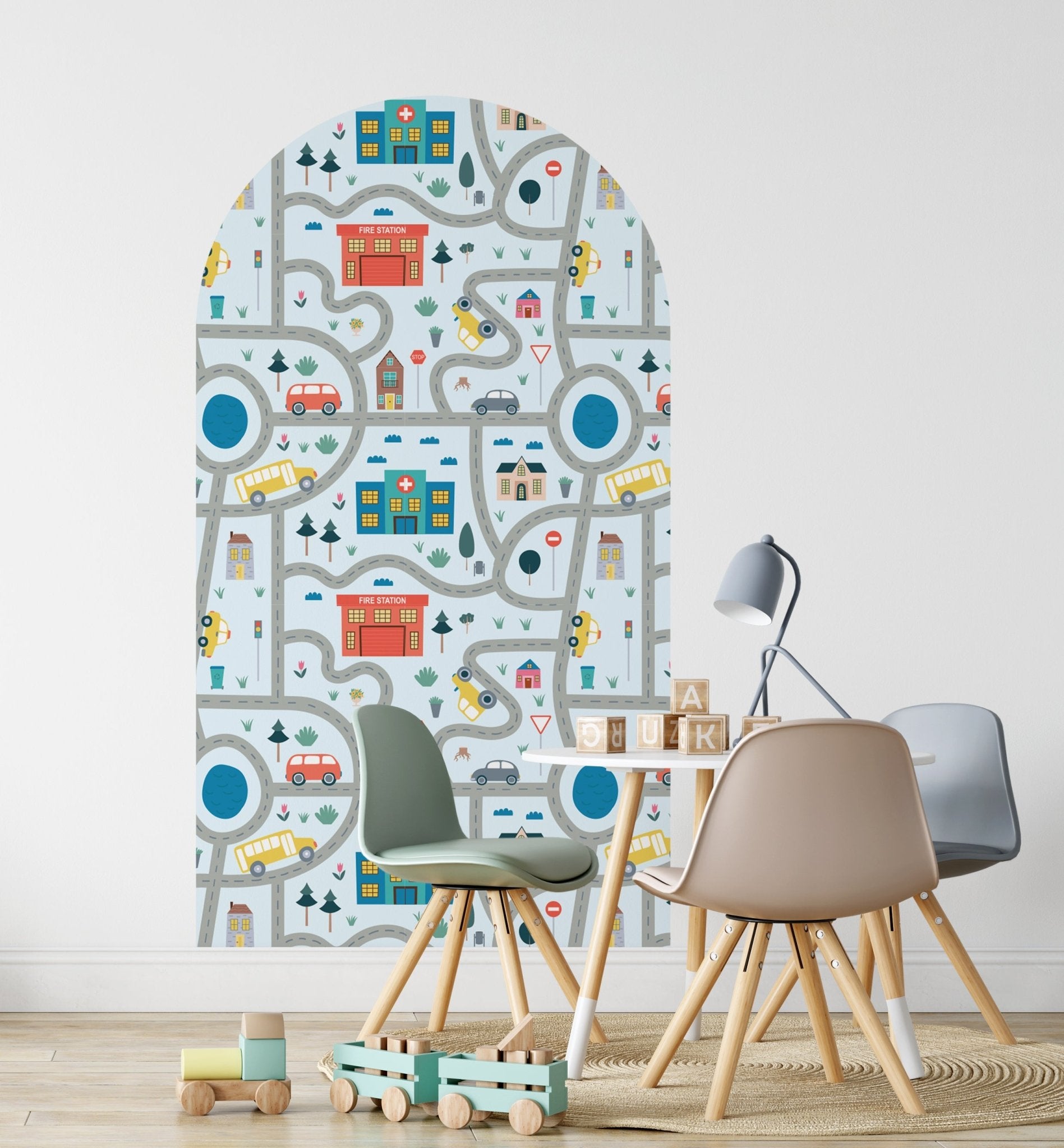 Arch Vehicle Roads Blue – Wall Decal (Home Decor Decals) — removable wall decal by Tiny Tale Prints