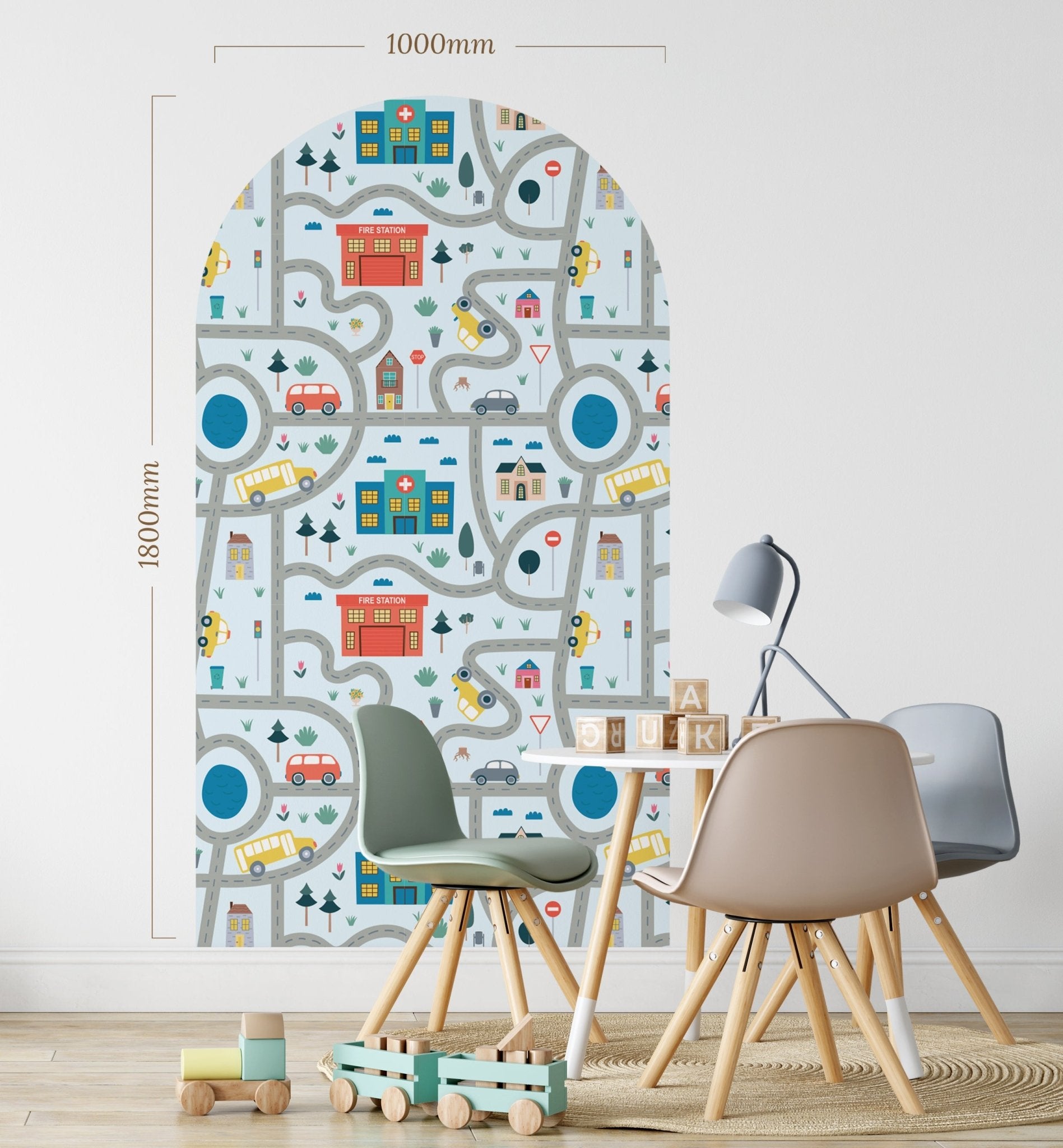 Arch Vehicle Roads Blue – Wall Decal (Home Decor Decals) — removable wall decal by Tiny Tale Prints