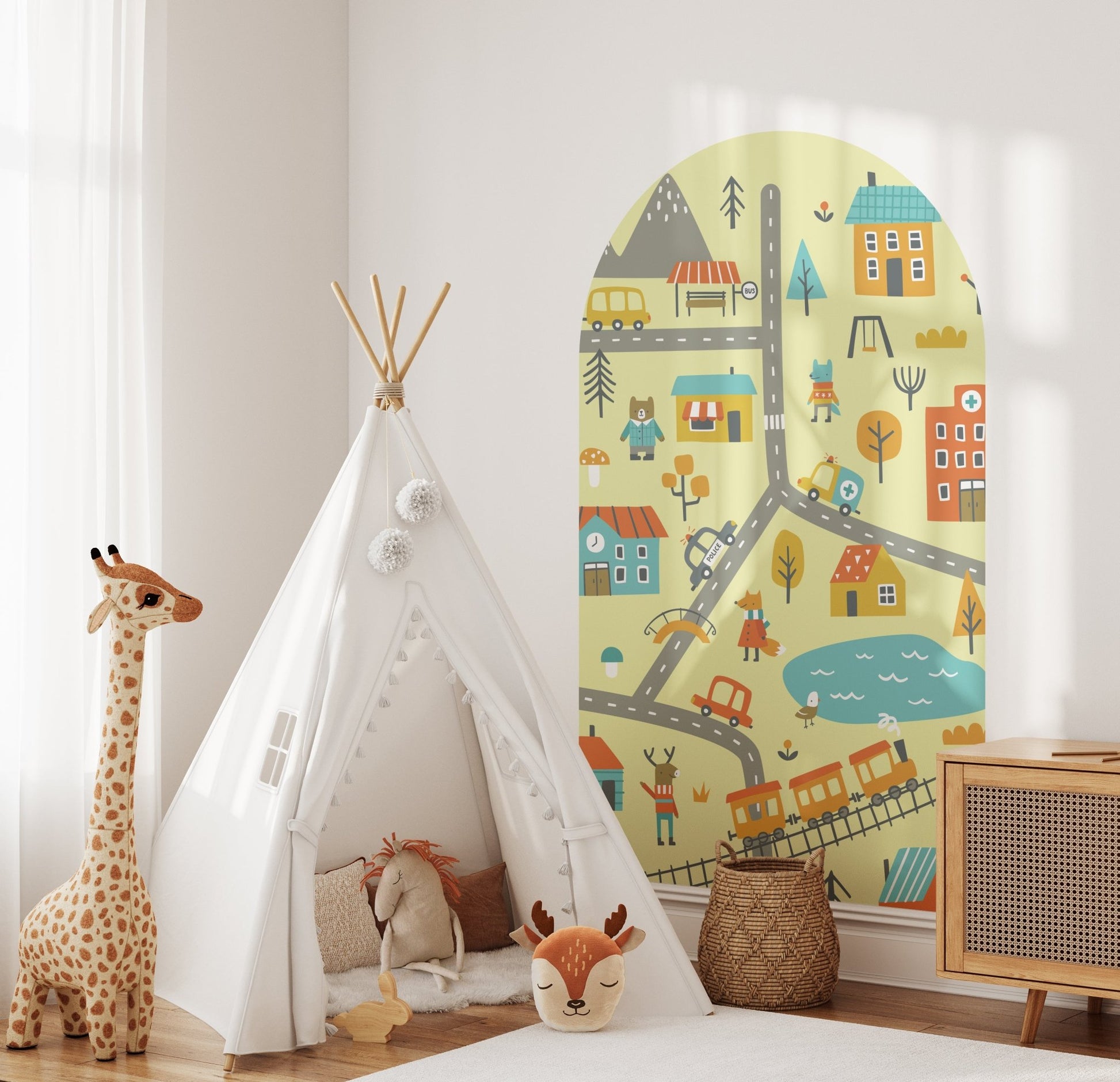 Arch Vehicle Roads Map – Wall Decal (Home Decor Decals) — removable wall decal by Tiny Tale Prints