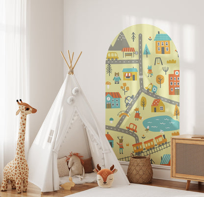Arch Vehicle Roads Map – Wall Decal (Home Decor Decals) — removable wall decal by Tiny Tale Prints