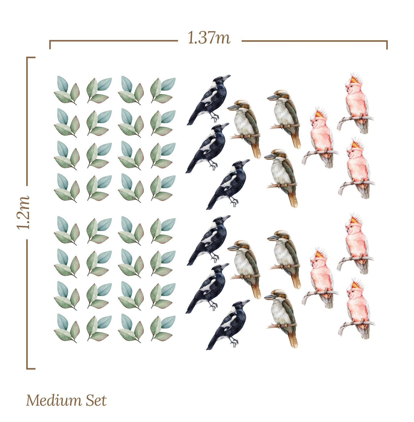 Australian Birds & Leaves — Wall Stickers (Home Decor Decals) — removable wall decal by Tiny Tale Prints