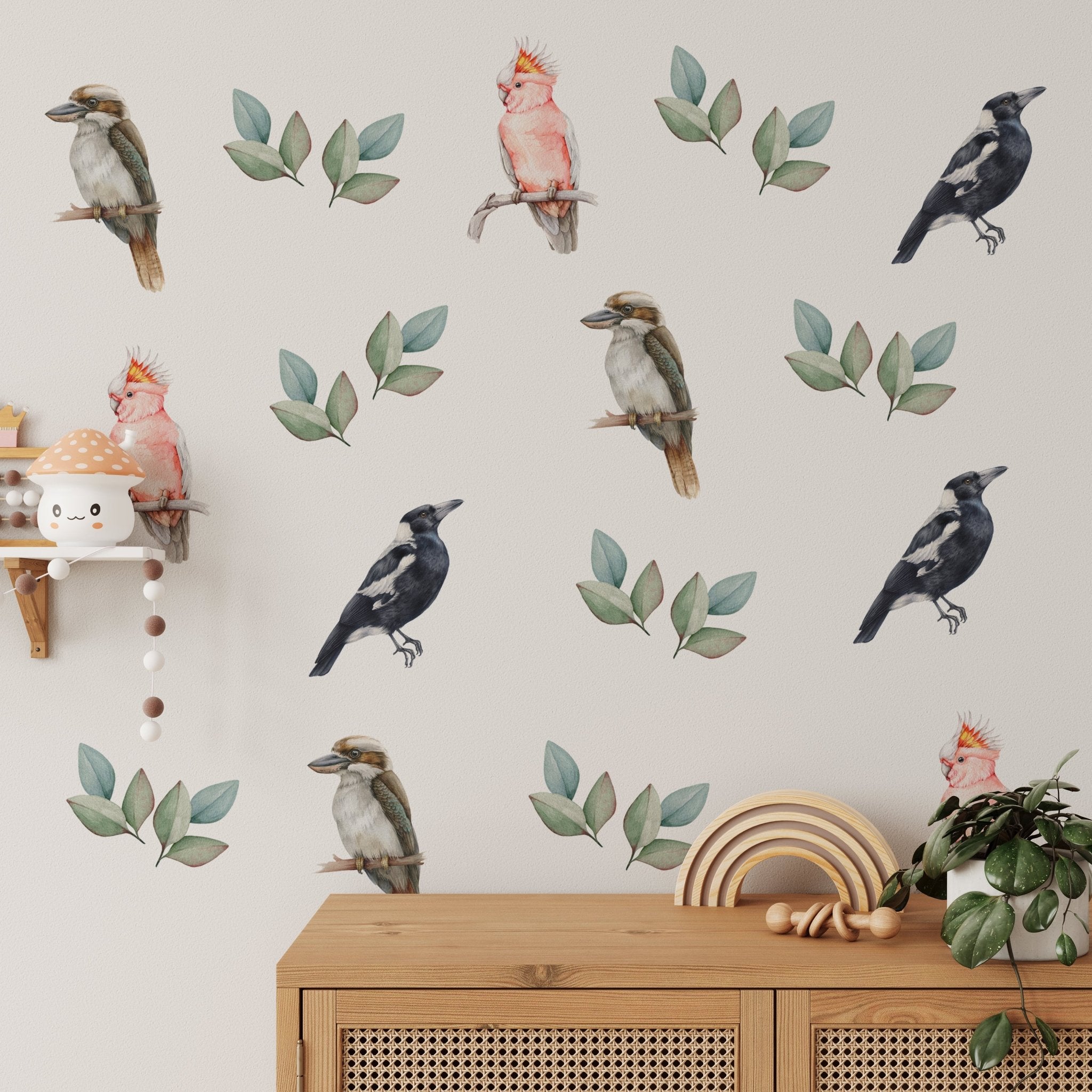 Australian Birds & Leaves — Wall Stickers (Home Decor Decals) — removable wall decal by Tiny Tale Prints