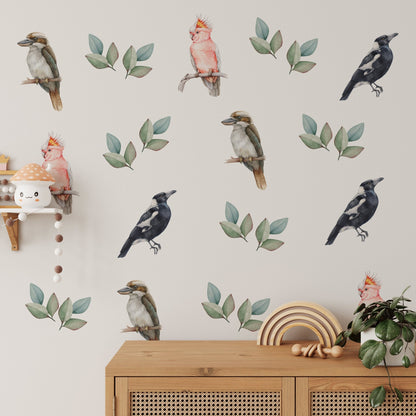 Australian Birds & Leaves — Wall Stickers (Home Decor Decals) — removable wall decal by Tiny Tale Prints