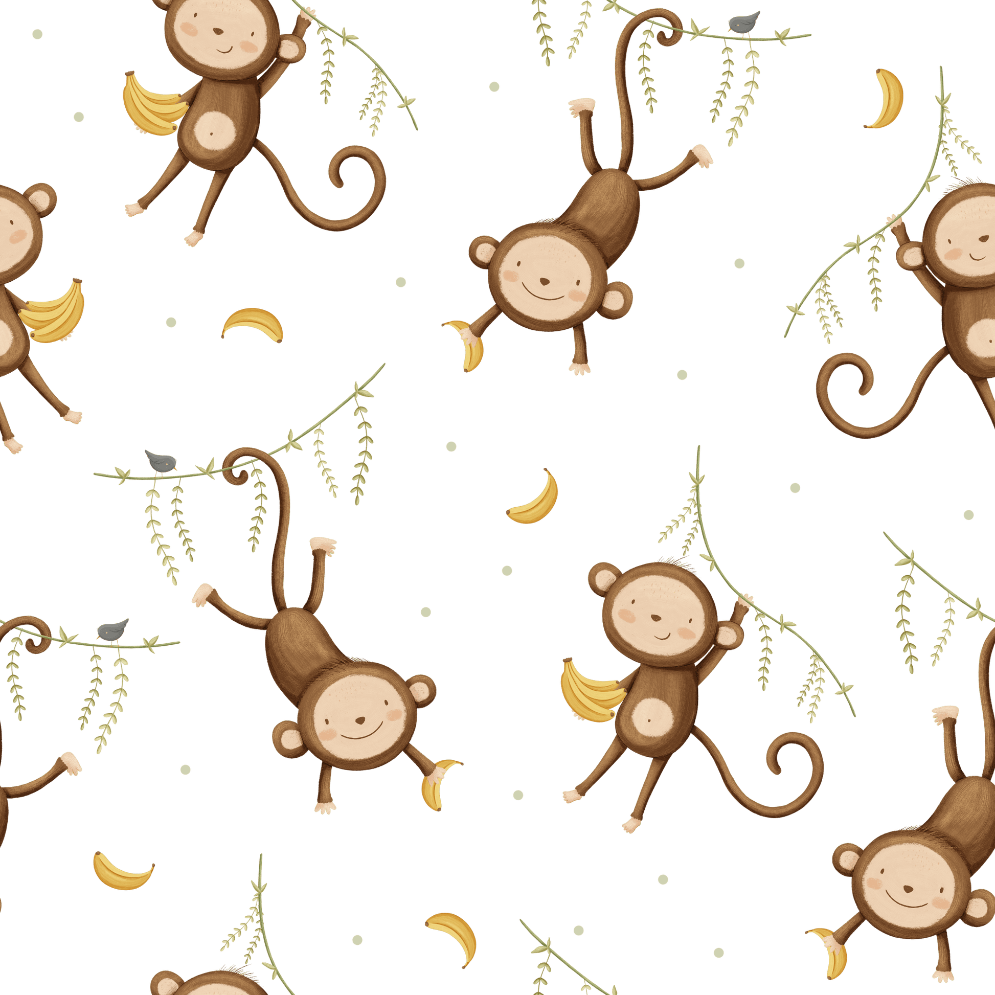 Banana Swing Monkey — Arch Wall Decal (Arch Wall Decal) — removable wall decal by Tiny Tale Prints