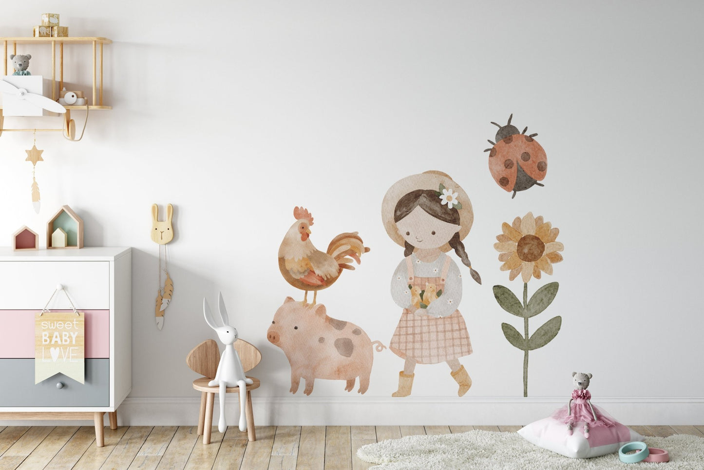 Big Animal Farm Butterfly Flower – Wall Decal (Home Decor Decals) — removable wall decal by Tiny Tale Prints