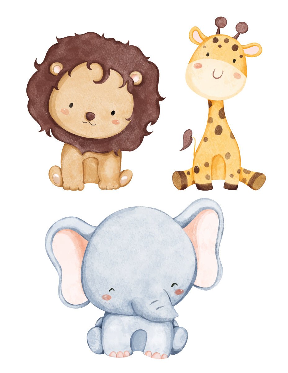 Big Animal Lion Giraffe Elephant Lion – Wall Decal (Home Decor Decals) — removable wall decal by Tiny Tale Prints
