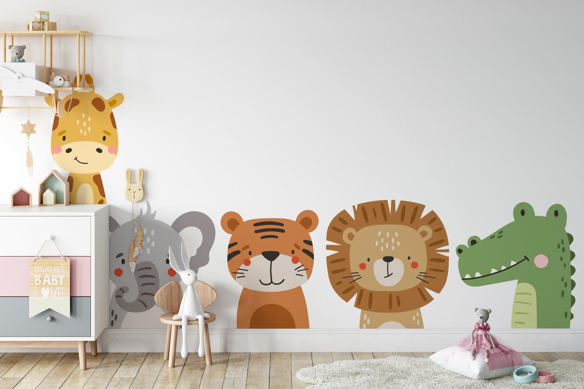 Big Animal Safari – Wall Decal (Home Decor Decals) — removable wall decal by Tiny Tale Prints