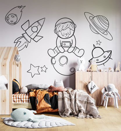 Big Astronaut Black White – Wall Decal (Home Decor Decals) — removable wall decal by Tiny Tale Prints