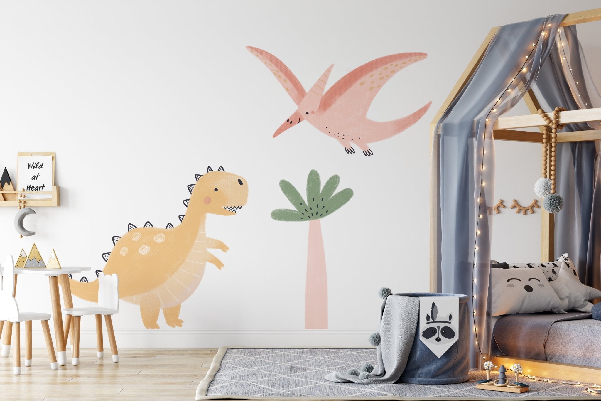 Big Dinosaur Pink Tree – Wall Decal (Home Decor Decals) — removable wall decal by Tiny Tale Prints