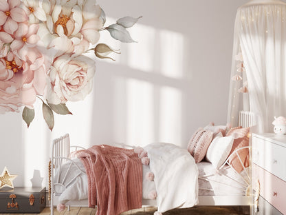 big pastel floral roses – Wall Decal (Home Decor Decals) — removable wall decal by Tiny Tale Prints