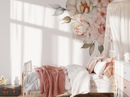 big pastel floral roses – Wall Decal (Home Decor Decals) — removable wall decal by Tiny Tale Prints