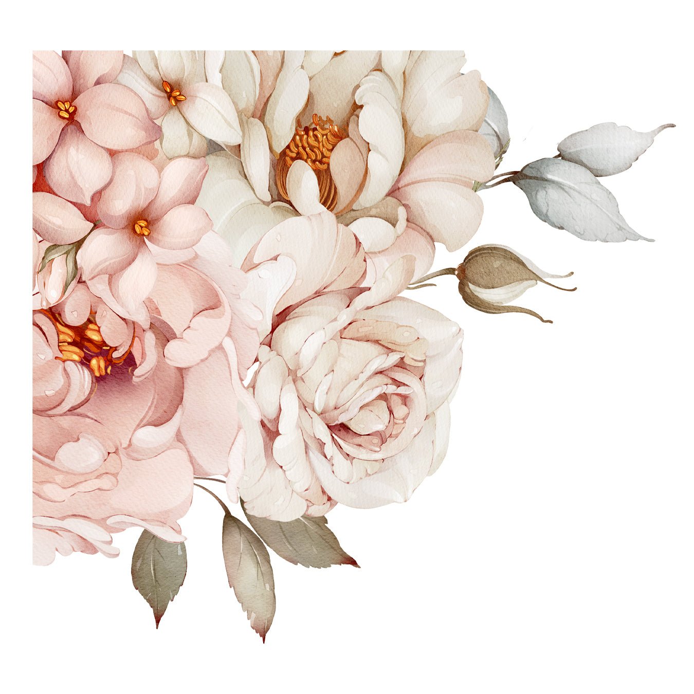 big pastel floral roses – Wall Decal (Home Decor Decals) — removable wall decal by Tiny Tale Prints