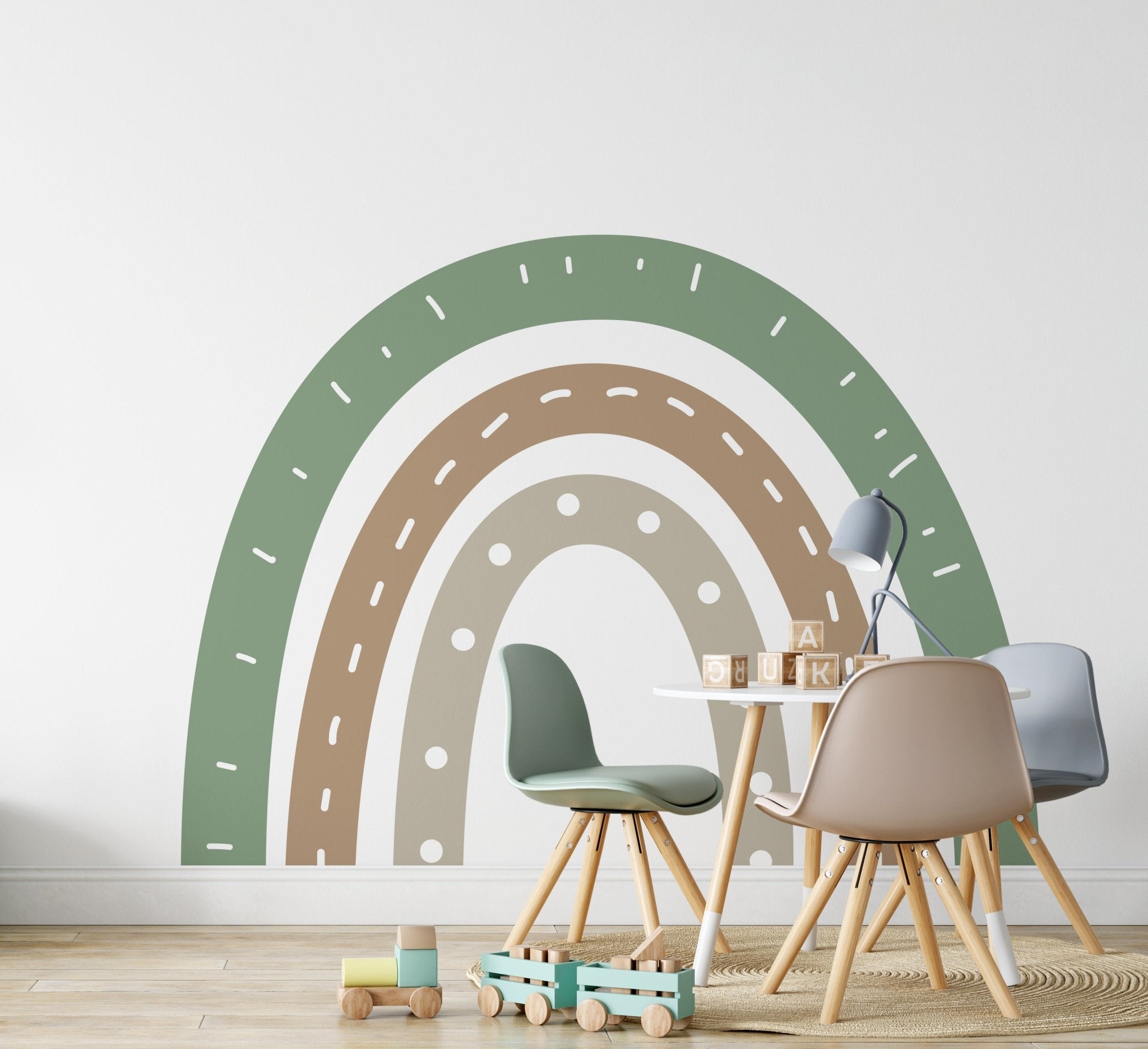 Big Rainbow Green Brown Grey – Wall Decal (Home Decor Decals) — removable wall decal by Tiny Tale Prints
