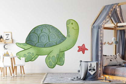 Big Turtle Starfish – Wall Decal (Home Decor Decals) — removable wall decal by Tiny Tale Prints