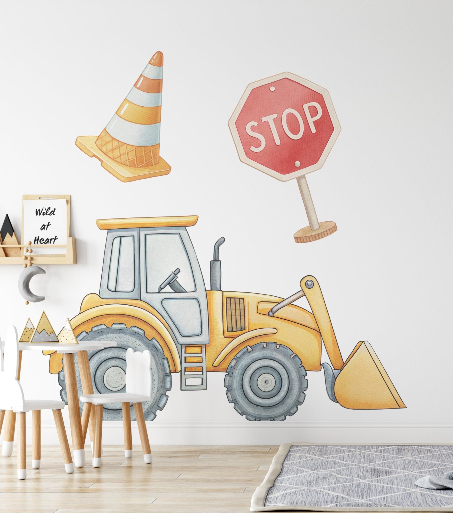 Big Vehicle Tractor Cone Stop Sign () — removable wall decal by Tiny Tale Prints
